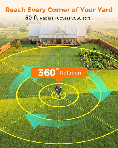Ground Mounted Retractable Garden Hose Reel 50 ft x 5/8 Inch, No-Drill Setup Water Hose Reel with 360° Swivel, Any-Length Lock and Slow Return for Yard & Patio