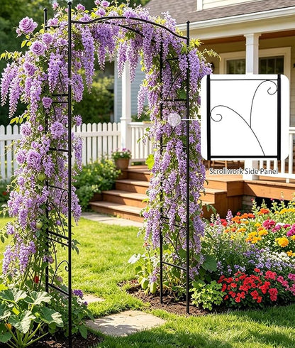 Metal Garden Arbors 93" Thickened Arch Trellis for Climbing Plants | Outdoor Arbor Rustproof Metal Frame Trellises Grapes Rose Yard Entrance Wedding Arched Backdrop Stand Party Event Decoration