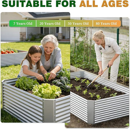 3 Pcs 6 x 3 FT Galvanized Steel Raised Garden Bed – Outdoor Planter Box for Root Vegetables, Herbs & Flowers, Large Metal Garden Beds for Backyards, Terraces and Balconies