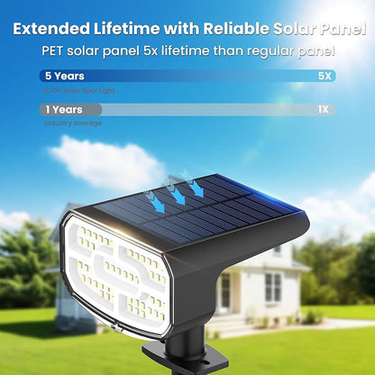 JEJOT Solar Spot Lights Outdoor Waterproof IP65,6 Pack,Cool Light, 2 Lighting Modes Selectable, Solar Powered Yard Garden Solar Spot Lights for Garden Outside Landscape Auto On/Off