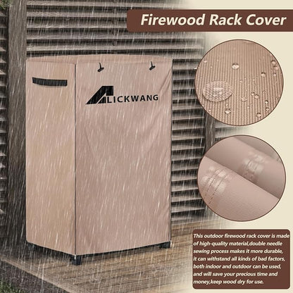 17 Inch Firewood Rack Cover,Heavy Duty 600D Waterproof Outdoor Firewood Storage Rack Cover,Wood Rack Cover for 2-Tiers Small Log Holders for Firewood.(14" D x 17" W x 30" H,Cover Only)