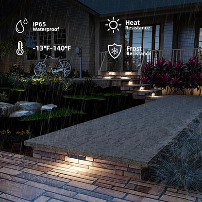 Teekuv 8 Pack 7 Inch Retaining Wall Lights, 5W LED Hardscape Lighting, 12V AC/DC Low Voltage Paver Lights Outdoor, Waterproof 2700K Soft White Landscape Lighting for Walls Patio Yard, ETL