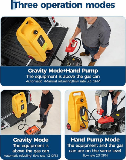 Garvee Slim 15 Gallon Portable Gas Tank, Heavy-Duty Fuel Caddy with Manual Transfer Pump &10FT Hose, Portable Gas Can with Casters, Leak-Proof Gas Container for Lawn Mowers, Tractor, Boat, Snow Blow
