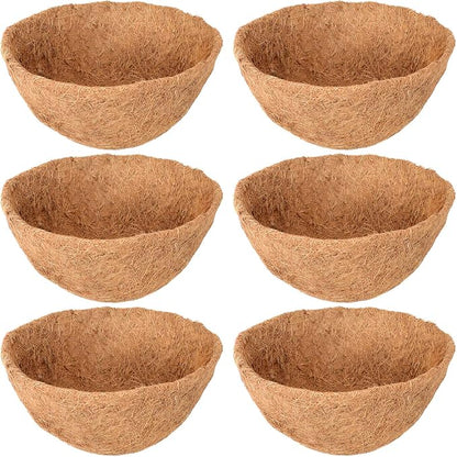 Legigo 6 Pack 14 Inch Hanging Basket Coco Liners Replacement, 100% Natural Round Coconut Coco Fiber Planter Basket Liners for Hanging Basket Flowers/Vegetables