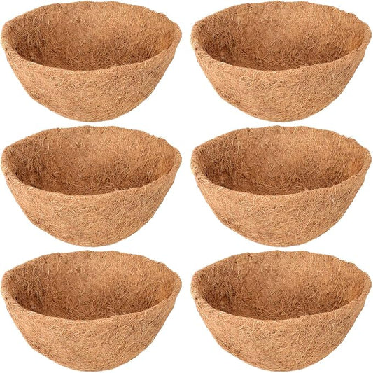 Legigo 6 Pack 14 Inch Hanging Basket Coco Liners Replacement, 100% Natural Round Coconut Coco Fiber Planter Basket Liners for Hanging Basket Flowers/Vegetables