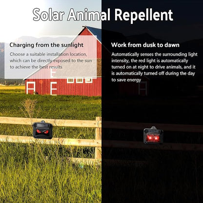 Solar Control Light Nocturnal Animal Repeller Outdoor Deterrent Devices Light Sensor Animal Repellent for Skunk Deer Coyote Fox Raccoon Cat Garden Yard Farm Chicken Coop (4, Black)