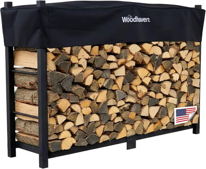 Woodhaven 6-Foot Firewood Rack Outdoor – American Brand – 1/3 Cord Capacity Raised Lumber Storage Rack – Keeps Wood Dry & Ready – Heavy-Duty Steel, Lifetime Structural Warranty (With Cover)