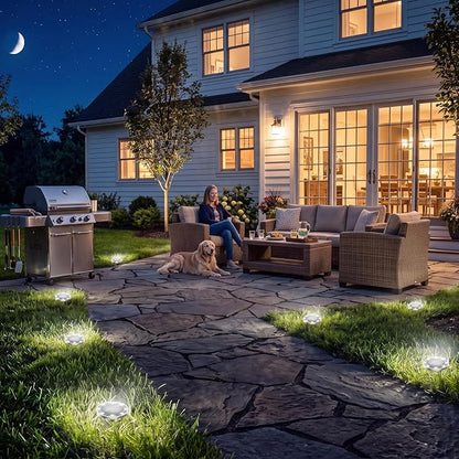 Peasur Solar Lights Outdoor Waterproof, 8 Pack Solar Powered Ground Lights Outdoor, IP68 Waterproof, Anti-Rust, Solar Garden Lights Landscape Lighting for Pathway Yard Lawn Walkway Driveway,Cool White