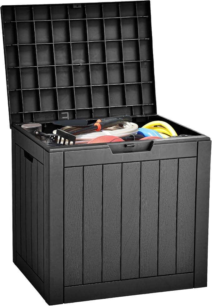 YITAHOME 31 Gallon Outdoor Storage Deck Box | Waterproof Resin Package Delivery and Storage Box with Lockable Lid for Patio Furniture Cushions, Pool Accessories, Garden