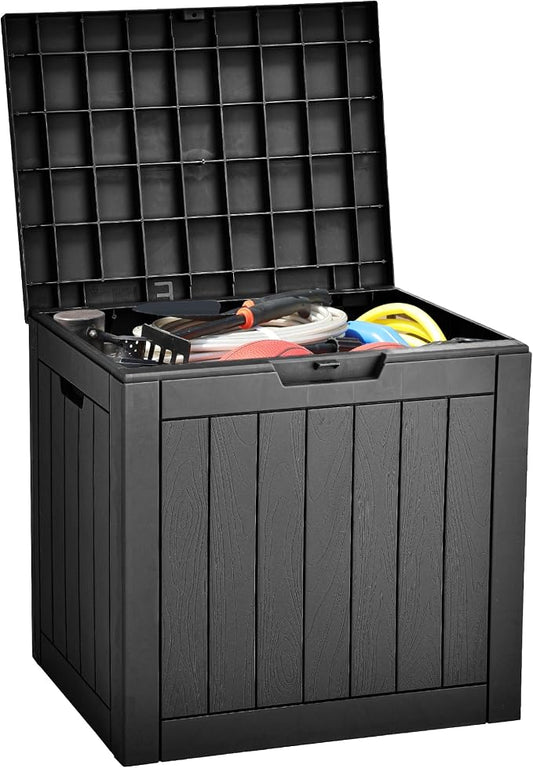 YITAHOME 31 Gallon Outdoor Storage Deck Box | Waterproof Resin Package Delivery and Storage Box with Lockable Lid for Patio Furniture Cushions, Pool Accessories, Garden