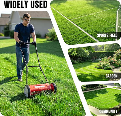 EWORK Push Reel Lawn Mower 23" with 5-Blade Cutting System for Lawn Care | Manual Lawn Mower with 4 Adjustable Cutting Heights, Sponge-Wrapped Handle, Tool-Free Assembly, Reel Mowers for Garden, Yard