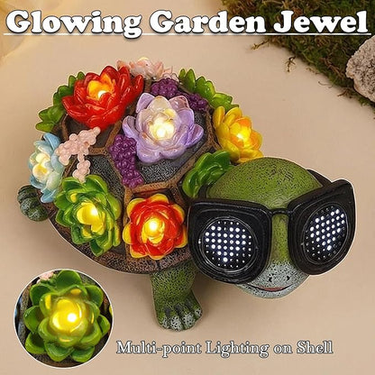Solar Turtle Statue Garden Decor - Turtle Garden Statues with Love LED Lights,Outdoor Figurine Decorations for Outside Yard, Lawn, Patio, Porch, Balcony, Unique Birthday Gifts for Mom Women Grandma