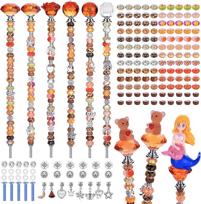AIPRIDY DIY Crystal Beaded Fairy Wand Garden Stakes Kit, Colorful Decorative Wands with Assembly Guide, 12 or 10 Inch Threaded Rods,Outdoor Garden Decoration Set (158, Sun+Hybrid Top)