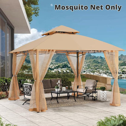 MASTERCANOPY Patio Gazebo Mosquito Netting Screen Walls (10x12, Beige)