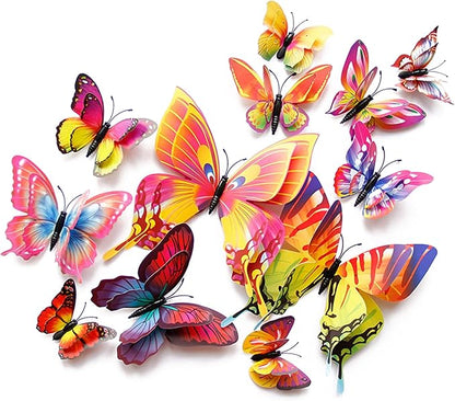 OPSEAM Butterfly Wall Decor 24/48 PCS, 3D Butterflies Stickers for Party Decorations with Magnets(Multiple Colour, 48)
