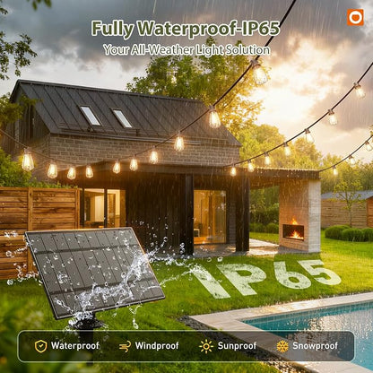addlon 204FT(2 Pack*102FT) Solar String Lights Waterproof, Patio Lights Solar Powered with Remote & USB Port, 3 Lighting Modes 60+4 LED Shatterproof Bulbs Outdoor Light for Camping Backyard Garden