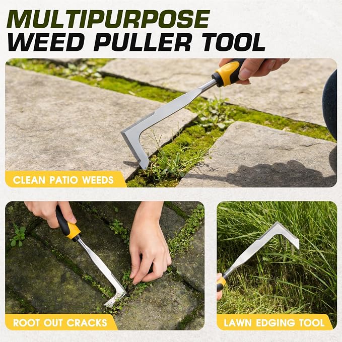 SWANSOFT Crack Weeder – Crevice Weeding Tool for Sidewalk, Driveway & Garden, Garden Tools for Weeding, Heavy-Duty Stainless Steel Crack Weeder Tool,Ergonomic Handheld Crack Weeder