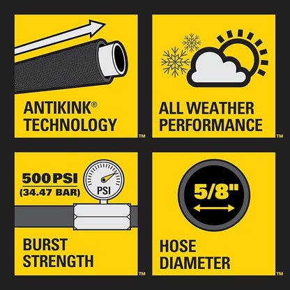 Stanley FATMAX Professional Grade Garden Hose, 50 Feet x 5/8 Inch, Yellow, 500 PSI