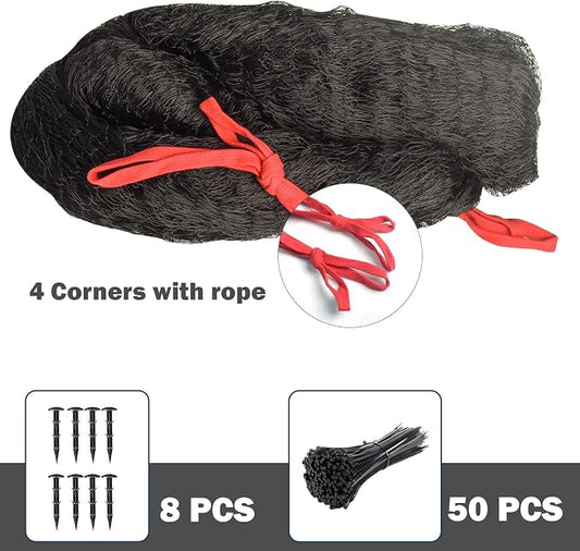 Jollybower Bird Netting 25'x25' Heavy Duty Nylon, 3/4" Square Mesh Poultry Chicken Coop Netting, Garden Netting for Fruit Trees Plants Against Hawks Wild Animals