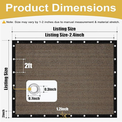 Shade&Beyond 90% Sun Shade Cloth with Grommets, 12' X 12' Pergola Shade Cover Canopy, Mesh Tarp Sun Screens for Patio, Outdoor, Garden, Backyard, Mocha