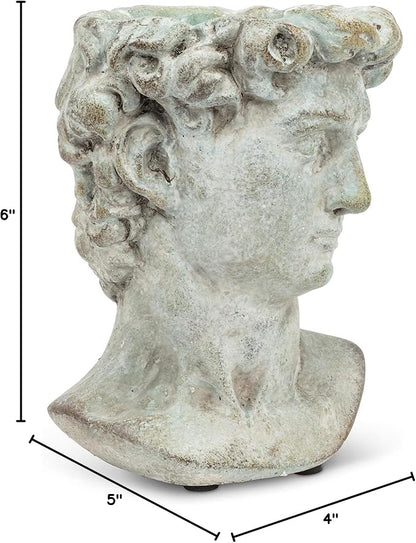 Abbott Collection Extra Small Male Head Planter | Cement, Gray, 6"H