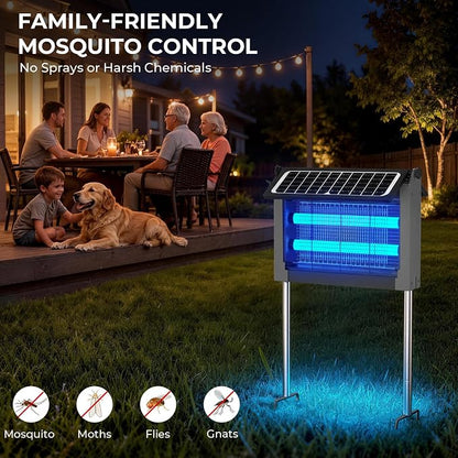 Solar Bug Zapper, 4500V Mosquito Zapper Outdoor Waterproof with Dual Solar Panel, USB Rechargeable Mosquito Killer, Cordless Fly Insect Zapper Waterproof for Patio Yard Garden Home Camping