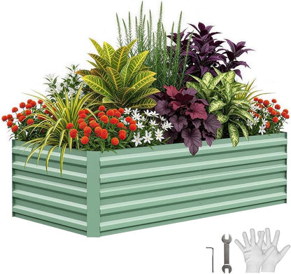 Garvee 6x3x2ft Galvanized Raised Garden Bed Outdoor,Rust-Resistant Raised Garden Beds for Gardening, Easy Assembly Outdoor Garden Box & Planters,Green