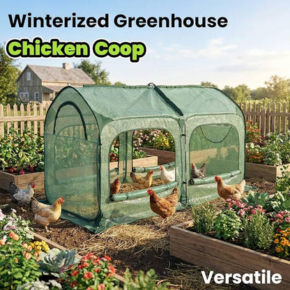 Pop up Greenhouse Tent Cover Tunnel Plant House,Large Gardening Flower Sunshine Room with Mesh Windows,Backyard PE Cover for Cold Frost Protector with Stakes and Rope Guys