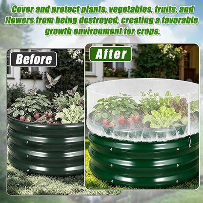 2 Pack Garden Netting for Raised Beds, 2x2FT Round Raised Garden Bed Plant Covers Protection Nets, Fine Mesh Bird Netting Pest Barrier Screen with Drawstring for Protecting Vegetables Fruits Crops