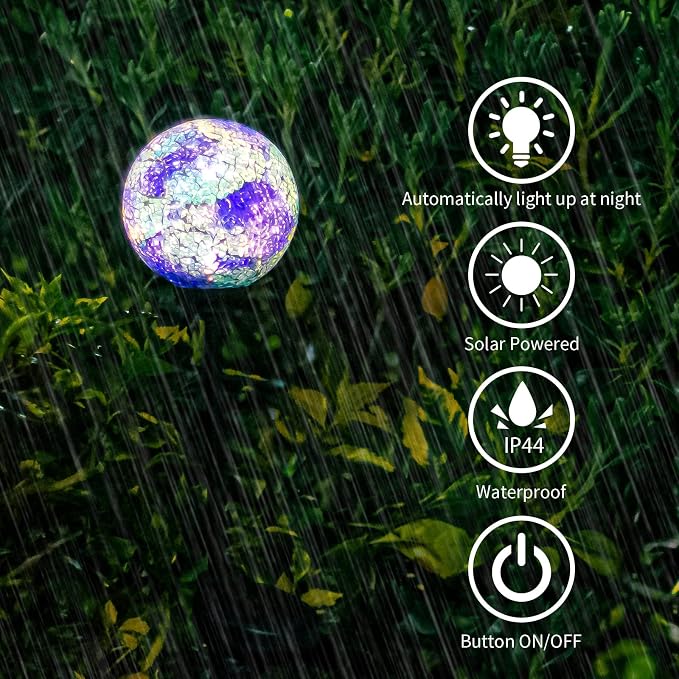 VCUTEKA Solar Lights Outdoor Decorative - Mosaic Solar Garden Stakes Light Waterproof LED Light for Landscape Lawn Patio Yard Decoration, Blue, 1 Pack
