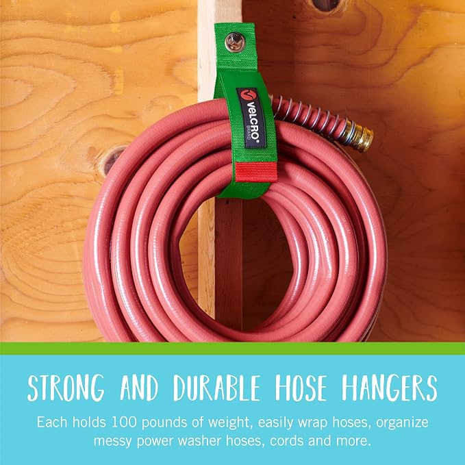 VELCRO Brand Easy Hang Garden Hose or Extension Cord Holder Organizer Variety Pack. Holds up to 100lbs. Heavy Duty Straps Perfect for Shed or Garage Organization. 3-pk 10",14" and 18", Black