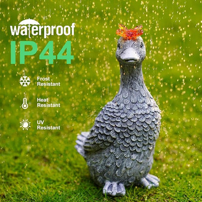 Solar Garden Statue Goose Figurine – Outdoor Decoration with Butterfly for Garden Yard Lawn Home Decor Outside : Unique Gifts for Mom Grandma