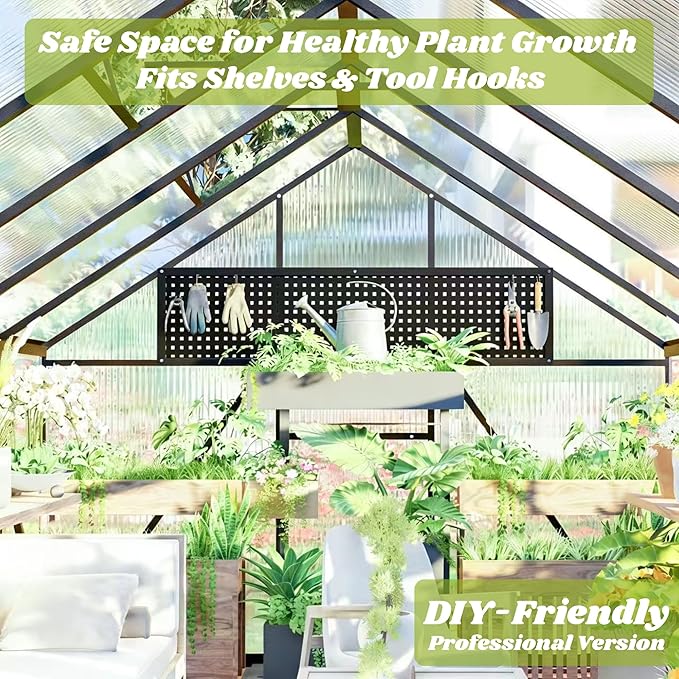 8x12 FT Greenhouses for Outdoors, Polycarbonate Greenhouse with PC Panels, Greenhouses for Outdoors for Yard, Garden, Hobby, Charcoal Black