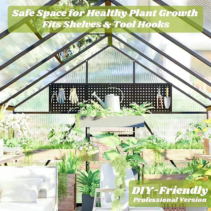 8x10 FT Greenhouses for Outdoors, Polycarbonate Greenhouse with PC Panels, Greenhouses for Outdoors for Yard, Garden, Hobby, Charcoal Black
