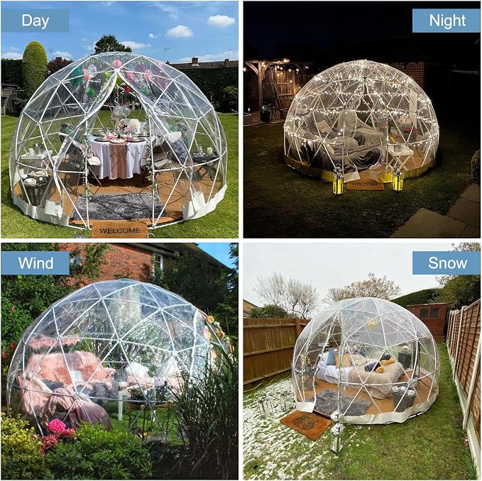 Garden Dome Tent House Outdoor 12 FT, Weatherproof Greenhouse Transparent Garden Dome House for Backyard, Party