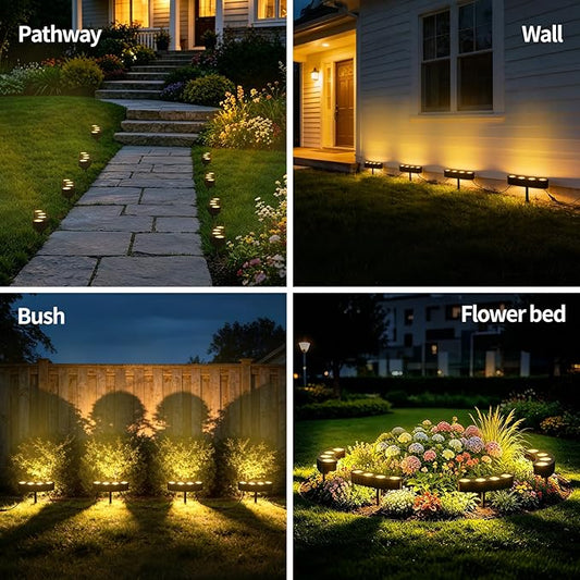 Sublume Solar Tree Lights Outdoor, Spotlights with Bright Warm White LED for Landscape Uplighting, 2-in-1 (Sticked&Tied), IP65 Waterproof, 2000Mah Palm Tree Ring Uplights for Flag Pole, Garden, Yard