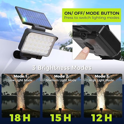 Solar Spot Lights Outdoor Waterproof for Flag, Tree, House, Garden, Yard, 3 Brightness Modes Solar Powered Landscape Spotlights 1 Pack Cool White