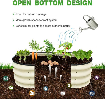 GrowHaus 4x2x1ft Galvanized Raised Garden Bed (2 Pack), Outdoor Metal Planter Box for Vegetables, Flowers & Herbs, Milk White