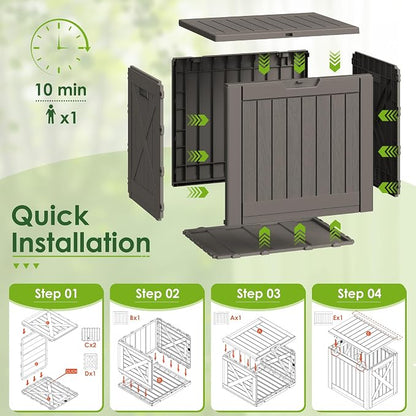 Greesum 40 Gallon Outdoor Deck Box with Lock, Resin Storage Chest for Patio Furniture Cushions, Garden Tools, Pool Toys, Waterproof & UV Resistant, Large Capacity, Dark Brown
