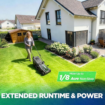 16" Electric Lawn Mower, 40V Cordless Lawn Mower with 2x5.0Ah Batteries & Charger, Brushless Motor, 2-in-1 Mulching & Bagging, 6-Position Height Adjustment, for Small Yards