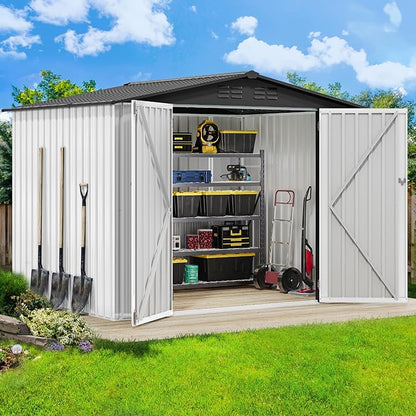 DWVO 7'x5' Large Metal Outdoor Storage Shed, Heavy Duty Tool Storage Sheds for Backyard Patio Lawn - Ideal for Bicycles, Garden Tools, and Lawn Equipment, Easy-to-Assemble, White