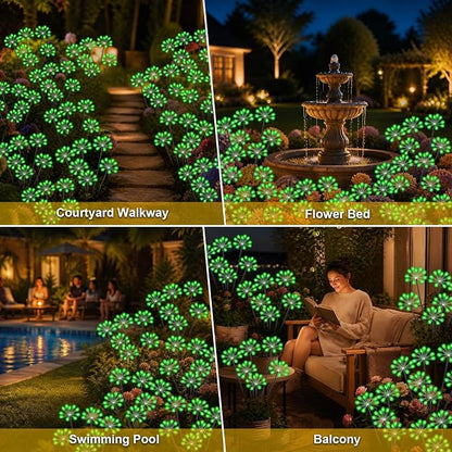 Solar Garden Lights Outdoor, Upgraded Solar Swaying Starburst Light Waterproof with 2 Modes, Solar Fairy Firework Lights for Yard Patio Pathway Flowerbed Balcony Garden Decoration (Green, 4 Pack)