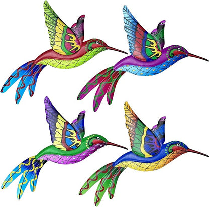 RICHIE Metal Hummingbird Wall Decor Outdoor Fence Wall Art Decor, Wall Sculpture Hanging Decoration for Garden Yard Living Room Bedroom Patio Balcony(4 Pack)
