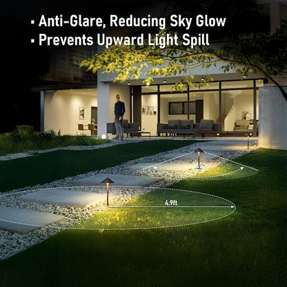 LEONLITE 4-Pack 5CCT LED Low Voltage Landscape Path Lights, 12-24V AC/DC | 3W 120LM, CRI90, ETL Listed, Cast Aluminum, IP65, 1800K/2700K/3000K/4000K/5000K, Wired Pathway Lights, for Yard Lawn