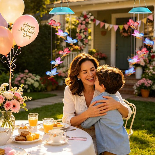 Toodour Solar Wind Chime, Color Changing LED Swaying Butterfly Wind Chimes, Upgrade Butterfly with Fluttering Wings, Waterproof Solar Outdoor Light Decor for Garden Window Patio, Gift for Mom Grandma
