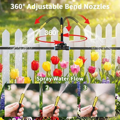 120FT Sprayer Irrigation System, Drip Irrigation Kit with 30 PCS 360° Adjustable Misting Copper Nozzles for Garden, Lawn, Patio, Greenhouse