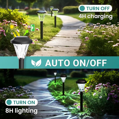 GIGALUMI 8 Pack Solar Lights Outdoor Waterproof, Outdoor Solar Lights for Yard, Solar Garden Lights, Yard Decorations Outdoor for Pathway, Patio, Garden, Driveway, Lawn, and Landscape(Cold White)