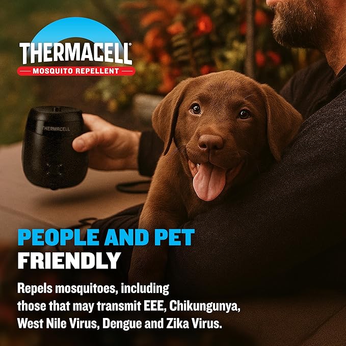 Thermacell E-ZoneGuard Patio Max Rechargeable Mosquito Repeller with 20-Foot Zone of Scientifically Proven Outdoor Protection; 12-Hr Battery; 36-Hr Refill; Bug Spray Alternative; Fast Charging Dock
