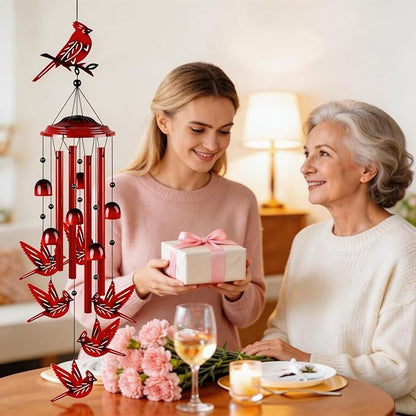 YHmall Cardinal Wind Chimes for Outside, Dad Gifts Soothing Tones Memorial Wind Chime for Garden, Yard, Patio Decor, 35" Cardinal Gifts for Women Windchimes Outdoors for Christmas, New Year