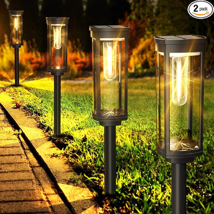 COXSENI Solar Pathway Lights Outdoor 2 Pack, Bright Solar Path Lights Outside Waterproof, Walkway Light Solar Powered Landscape Light for Driveway Lawn Patio Sidewalk Yard